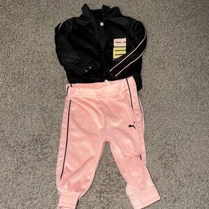 PUMA Kids Pink and Black Joggers